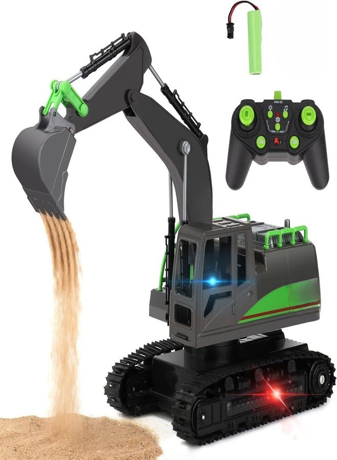 EXOMOON Remote Control Excavator Toys for Boys 4-7 Yrs Old - Best Birthday for Kids 3 5 8 9 10+, Metal Shovel Construction Vehicles with Light Sound, 2.4G Rechargeable RC Tracked Digger - Image 1